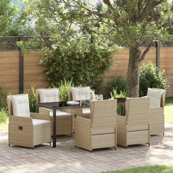 ARDEBO.de - Garten Essgruppe 7 Stk. Beige und Hellgrau Poly-Rattan