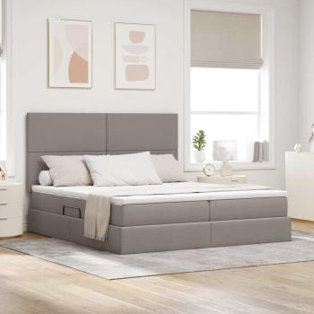 ARDEBO.de - Aufbewahrungsbett mit Kopfteil Taupe 200 x 200 cm Stoff