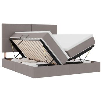 Aufbewahrungsbett mit Kopfteil Taupe 200 x 200 cm Stoff