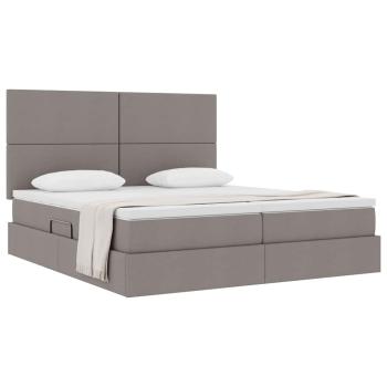 Aufbewahrungsbett mit Kopfteil Taupe 200 x 200 cm Stoff