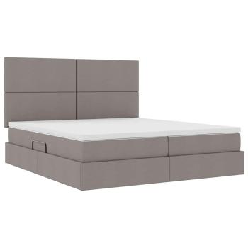 Aufbewahrungsbett mit Kopfteil Taupe 200 x 200 cm Stoff