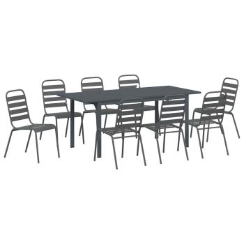 Garten Essgruppe 9 stk. Anthrazit Pulverbeschichteter Stahl