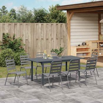 Garten Essgruppe 9 stk. Anthrazit Pulverbeschichteter Stahl