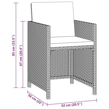 5-tlg. Garten-Essgruppe mit Kissen Poly Rattan Beige