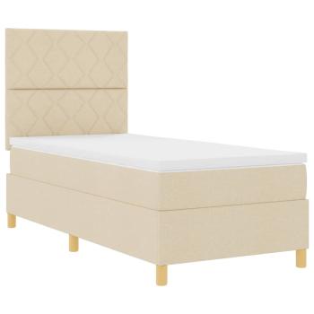 Boxspringbett mit Kopfteil Creme 100 x 200 cm Stoff