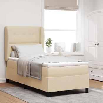 ARDEBO.de - Boxspringbett mit Kopfteil Creme 100 x 200 cm Stoff
