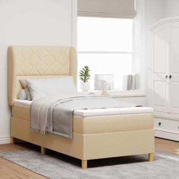 ARDEBO.de - Boxspringbett mit Kopfteil Creme 200 x 100 cm Stoff