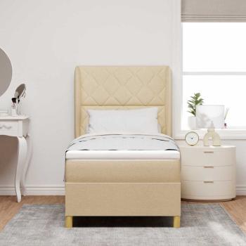 Boxspringbett mit Kopfteil Creme 200 x 100 cm Stoff