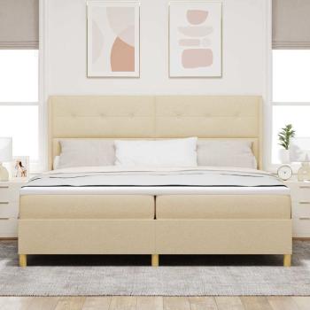 Boxspringbett mit Matratze Creme 200 x 200 cm Stoff