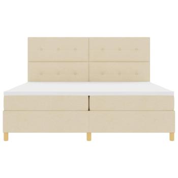 LED Boxspringbett mit Matratze Creme 200 x 200 cm Stoff