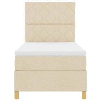 LED Boxspringbett mit Matratze Creme 100 x 200 cm Stoff