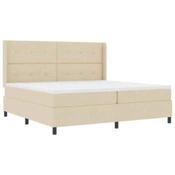LED Boxspringbett mit Kopfteil Creme 200 x 200 cm Stoff