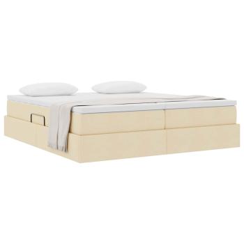 Aufbewahrungsbett mit Matratze Creme 200 x 200 cm Polyester