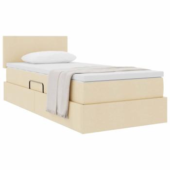 Aufbewahrungsbett mit Matratze Creme 100 x 200 cm Samt