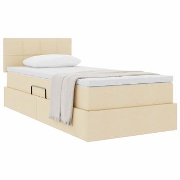 Aufbewahrungsbett mit Matratze Creme 100 x 200 cm Samt