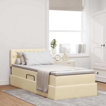 ARDEBO.de - Aufbewahrungsbett mit Matratze Creme 100 x 200 cm Samt