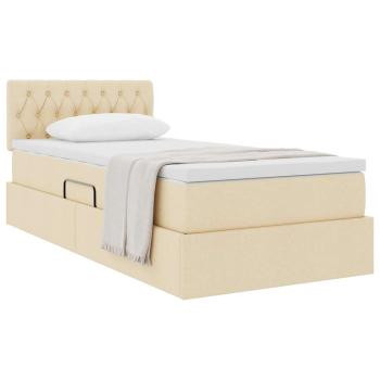 Aufbewahrungsbett mit Matratze Creme 100 x 200 cm Samt