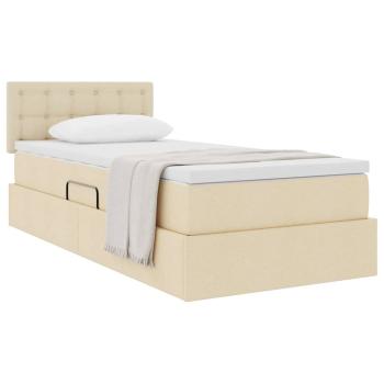 Aufbewahrungsbett mit Matratze Creme 100 x 200 cm Samt