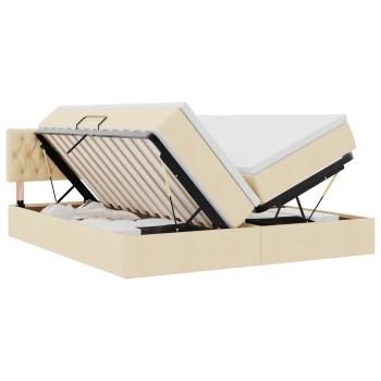 Aufbewahrungsbett mit Matratze Creme 200 x 200 cm Kunstleder