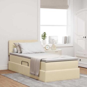 ARDEBO.de - LED-Speicherbett mit Matratze Creme 100 x 200 cm Stoff