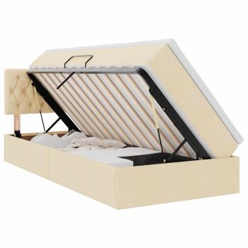 LED-Speicherbett mit Matratze Creme 100 x 200 cm Stoff