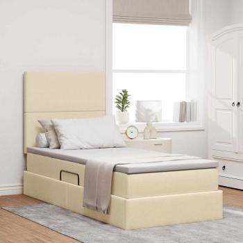 ARDEBO.de - Aufbewahrungsbett mit Matratze Creme 100 x 200 cm Stoff