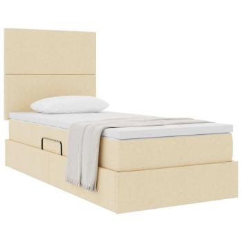 Aufbewahrungsbett mit Matratze Creme 100 x 200 cm Stoff