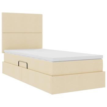Aufbewahrungsbett mit Matratze Creme 100 x 200 cm Stoff