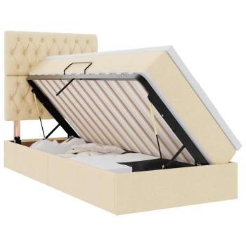 Aufbewahrungsbett mit Matratze Creme 100 x 200 cm Stoff