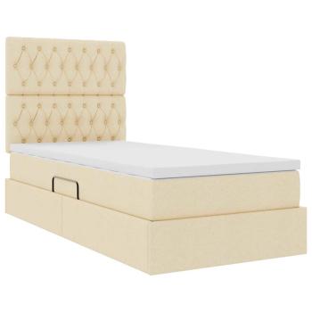 Aufbewahrungsbett mit Matratze Creme 100 x 200 cm Stoff