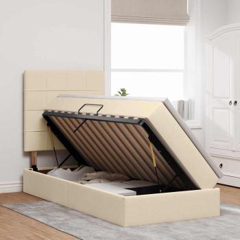 LED-Speicherbett mit Matratze Creme 100 x 200 cm Stoff