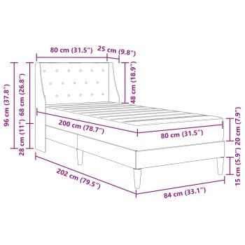 Bettgestell mit Matratze Hellgrau 80 x 200 cm Samt