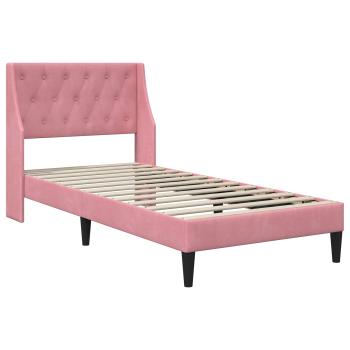 Bettgestell mit Matratze mit Matratze Rosa 80 x 200 cm Samt