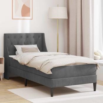 ARDEBO.de - Bettgestell mit Matratze Dunkelgrau 90 x 200 cm Samt