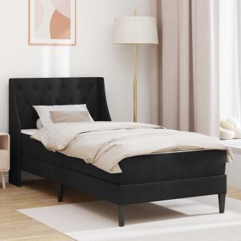 ARDEBO.de - Bettgestell mit Matratze mit Matratze Schwarz 100 x 200 cm Samt