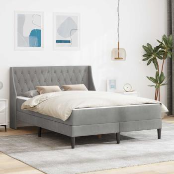 ARDEBO.de - Bettgestell mit Matratze Hellgrau 120 x 200 cm Samt