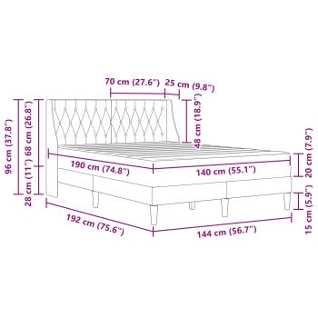 Bettgestell mit Matratze Dunkelgrau 140 x 190 cm Samt