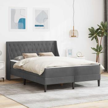 ARDEBO.de - Bettgestell mit Matratze Dunkelgrau 140 x 200 cm Samt