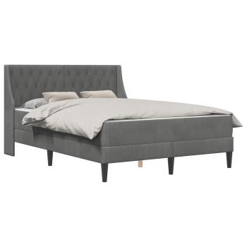 Bettgestell mit Matratze Dunkelgrau 140 x 200 cm Samt