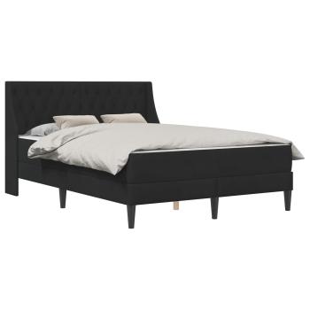 Bettgestell mit Matratze mit Matratze Schwarz 180 x 200 cm Samt