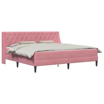 Bettgestell mit Matratze mit Matratze Rosa 200 x 200 cm Samt