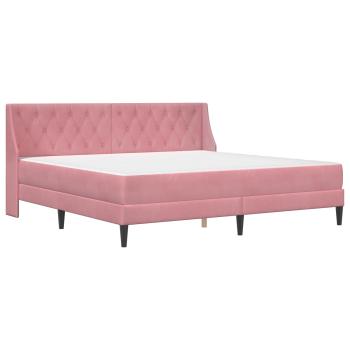 Bettgestell mit Matratze mit Matratze Rosa 200 x 200 cm Samt