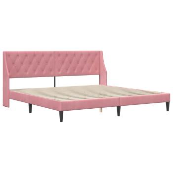 Bettgestell mit Matratze mit Matratze Rosa 200 x 200 cm Samt
