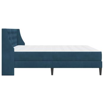 Bettgestell mit Matratze mit Matratze Blau 200 x 200 cm Samt