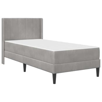 Bettgestell mit Matratze mit Kopfteil Hellgrau 80 x 200 cm Samt