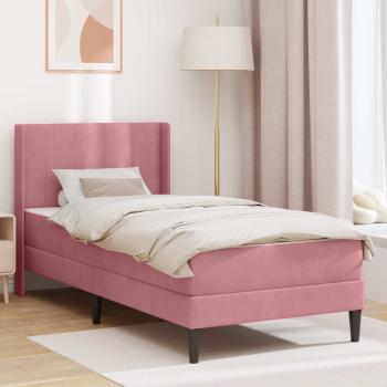 ARDEBO.de - Bettgestell mit Matratze mit Kopfteil Rosa 80 x 200 cm Samt
