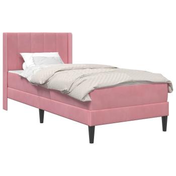 Bettgestell mit Matratze mit Kopfteil Rosa 80 x 200 cm Samt