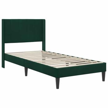 Bettgestell mit Matratze Dunkelgrün 90 x 200 cm Samt