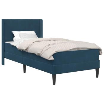 Bettgestell mit Matratze mit Kopfteil Blau 90 x 200 cm Samt