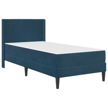 Bettgestell mit Matratze mit Kopfteil Blau 90 x 200 cm Samt